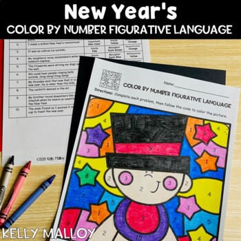 Preview of Happy New Years 2025 Coloring Pages Sheets Figurative Language 