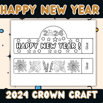 Preview of Happy New Years 2024 Hats / Heaband Crowns Crafts - January Activities #TOAST23