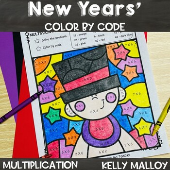 Preview of Color by Number Happy New Years 2025 Coloring Pages Math Activity 