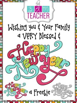 Preview of Happy New Year's Typography Clip Art Freebie by The 3AM Teacher!!