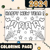 Happy New year 2024 Coloring pages |New Year Coloring Shee