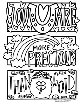 happy notes st patrick's day coloring sheet gold