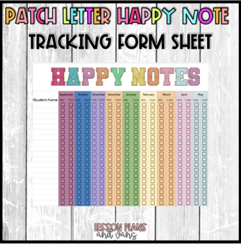 Preview of Happy Notes Tracking Sheet- Varsity Patch Edition 