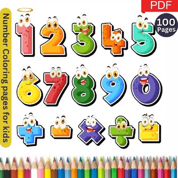 Preview of Happy Numbers Coloring Pages 0 to 9 Preschool Level Cartoon Number Coloring