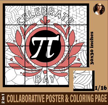 Preview of Happy PI DAY mAth activities Collaborative Coloring Poster