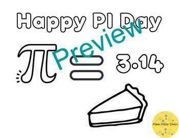 Preview of Happy PI Day Coloring Page March Math Pie (3.14)
