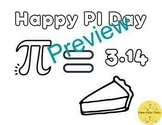 Happy PI Day Coloring Page March Math Pie (3.14)