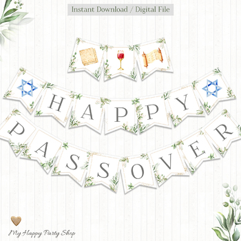 Preview of Happy Passover Banner, Pesach Decor, Jewish Holiday, Classroom Decor, PRINTABLE