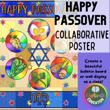 Preview of Happy Passover Collaborative Poster Coloring Jewish Judaism Activity