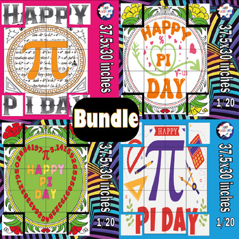 Preview of Happy Pi Day : Collaborative Coloring Posters Bundle Activities & Crafts