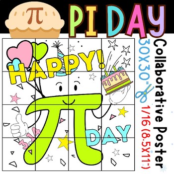 Preview of Happy Pi Day | pi day coloring | math activities | Collaborative Poster