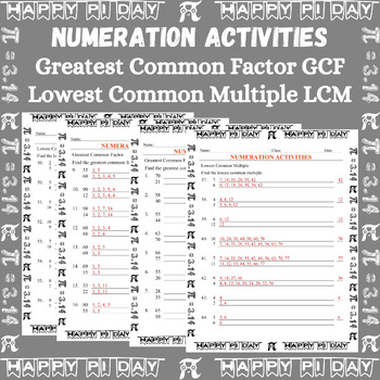 Preview of Happy Pi Day Lowest Common Multiple LCM Greatest Common Factor GCF No Prep