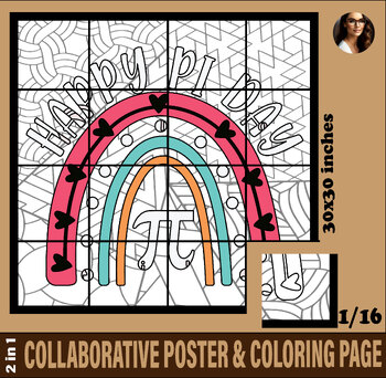 Preview of Happy Pi Day: Math Collaborative Coloring Poster Activities