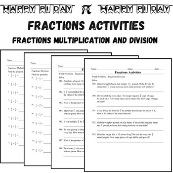 Preview of Happy Pi Day Math Worksheets Fractions Mumtiplication & Division No Prep