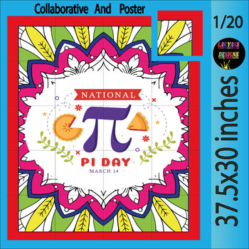 Preview of Happy Pi Day collaborative coloring And Puzzle  | Pi Day 3.14 Bulletin Board
