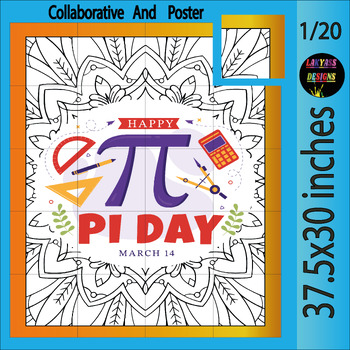 Preview of Happy Pi Day collaborative coloring And Puzzle | Pi Day 3.14 Bulletin Board