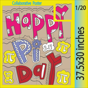 Preview of Happy Pi Day collaborative coloring posters | Pi Day 3.14 Bulletin Board