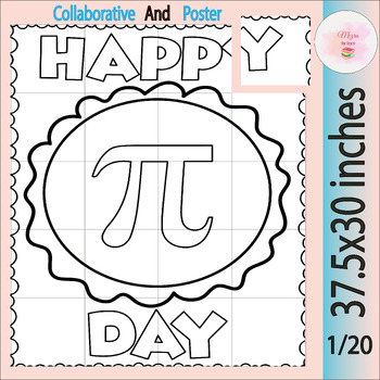 Preview of Happy Pi Day collaborative coloring posters | Pi Day 3.14 Bulletin Board Banner