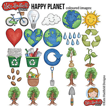 Earth Day Clip Art Happy Planet By Kate Hadfield Designs Tpt