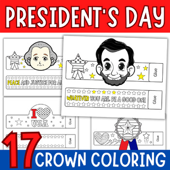 Preview of Happy President's Day : Coloring Headband, Crown Crafts Hat, American Activities