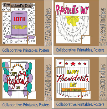 Preview of Happy Presidents' Day Bulletin Board Collaborative coloring page   2024 Bundle