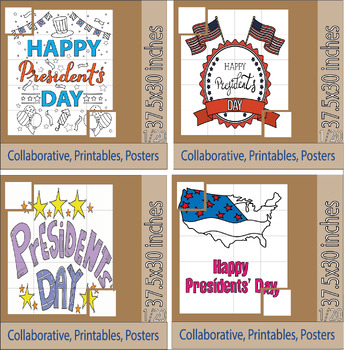 Preview of Happy Presidents' Day Bulletin Board Collaborative coloring page   2024 Bundle