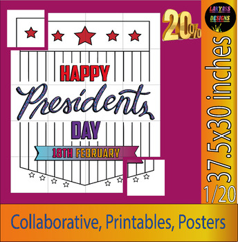 Preview of Happy Presidents' Day Bulletin Board Collaborative coloring page Poster