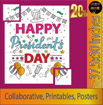 Preview of Happy Presidents' Day Bulletin Board Collaborative coloring page Poster 