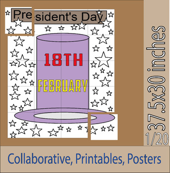 Preview of Happy Presidents' Day Bulletin Board Collaborative coloring page Poster 2024