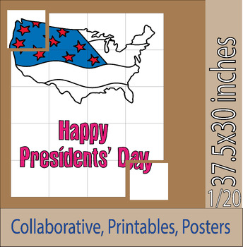 Preview of Happy Presidents' Day Bulletin Board Collaborative coloring page Poster 2024