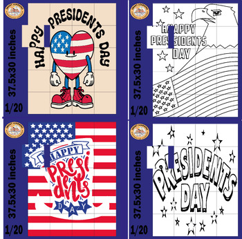 Preview of Happy Presidents Day,Collaborative Coloring pages ,Bulletin Board Crafts,Bundle