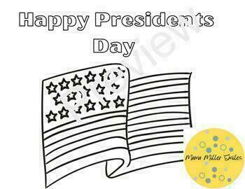 Preview of Happy Presidents Day Flag Coloring Page History February