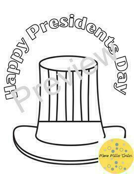 Preview of Happy Presidents Day Top Hat Coloring Page History February