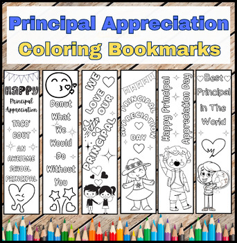Preview of Happy Principal Appreciation Day Coloring Bookmarks | Bookmarks to color.