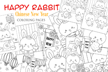 Preview of Happy Rabbit CHinese New Year 2023 Holiday Activity Coloring for Kids and Adult