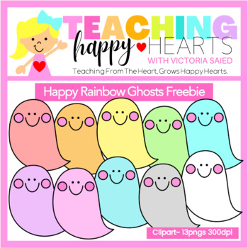 Preview of Happy Rainbow Ghosts Free Clipart
