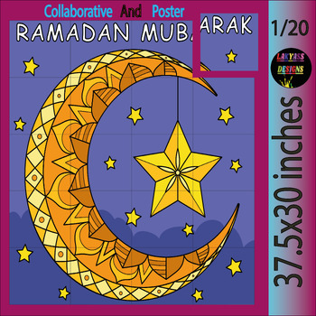 Preview of Happy Ramadan Kareem Collaborative Poster Decoration Coloring page