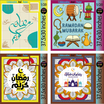 Preview of Happy Ramadan mubarak Collaborative Coloring Poster Decoration Coloring page