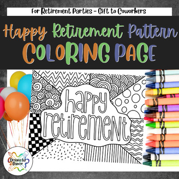 Preview of Happy Retirement Pattern Coloring Page Retirement Party