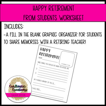 Preview of Happy Retirement from the Students Worksheet