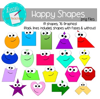 Preview of Happy Shapes Clip Art: 2D Shapes FREE