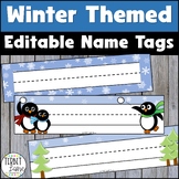 Editable Desk Name Tags | Winter Themed Desk Name Plates