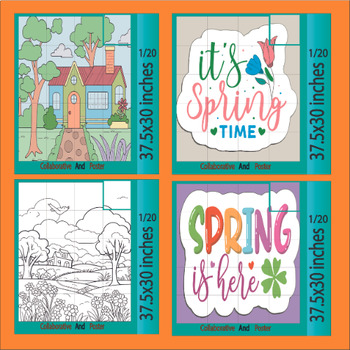 Preview of Happy Spring  Collaborative Coloring posters - Springtime Bulletin Board Bundle
