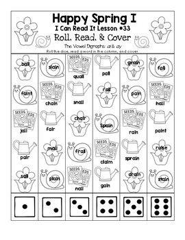 Happy Spring - I Can Read It! Roll, Read, and Cover (Lesson 33)