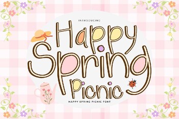 Preview of Happy Spring Picnic Bubble font letters for teachers