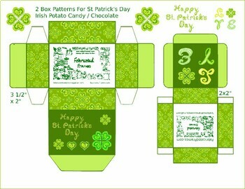 Preview of Happy St. Patrick's Day 2 Irish Potato Candy Gift Box Patterns Printable