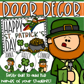 Preview of Happy St. Patrick's Day Door Decorations Bulletin Board Display EDITABLE