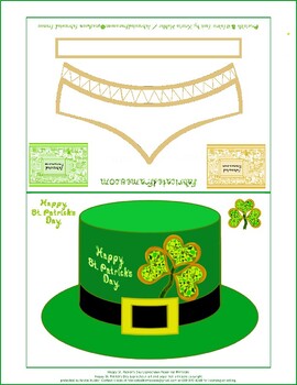 Preview of Happy St. Patrick's Day Leprechaun Card Party Hat with Headband Attachments