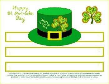 Preview of Happy St. Patrick's Day Leprechaun Paper Hat Pattern Printable