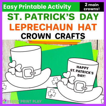Preview of Happy St. Patrick's Day Leprechaun Hat | PreK Kindergarten Shamrock Crown Craft